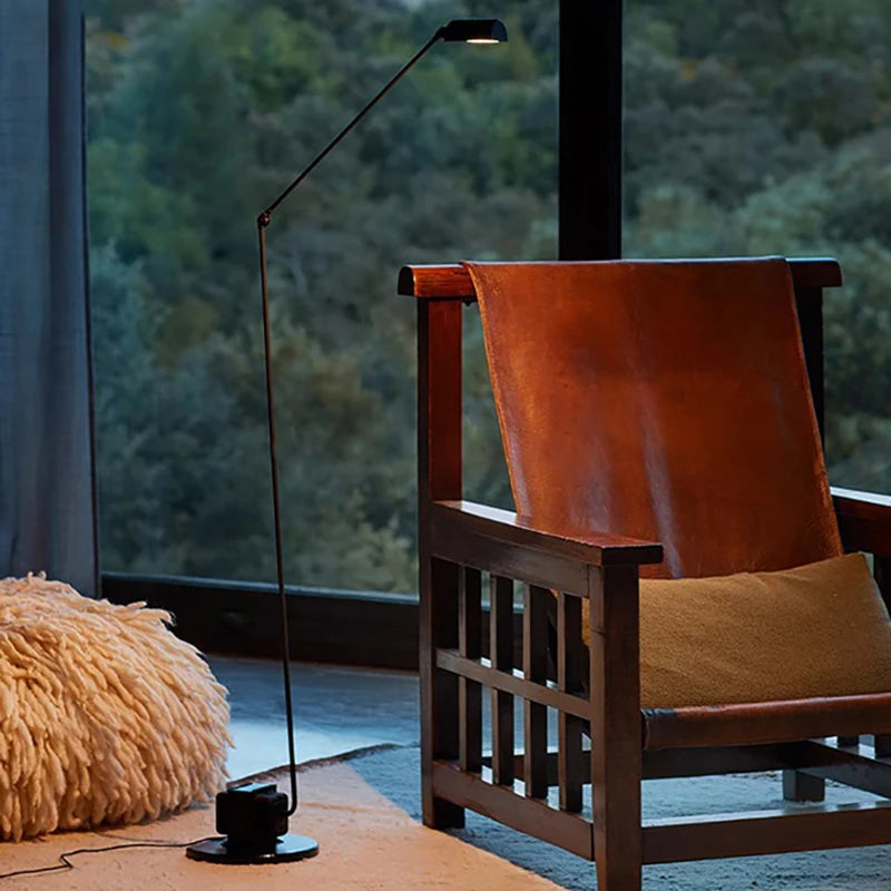 lampadaire led minimaliste long bras métal prise adaptée - vue 4 sur 13