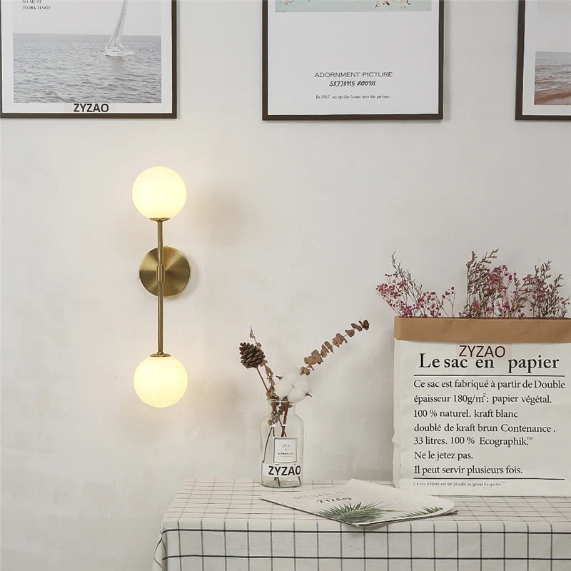 applique murale led post-moderne simple en verre doré - vue 4 sur 10
