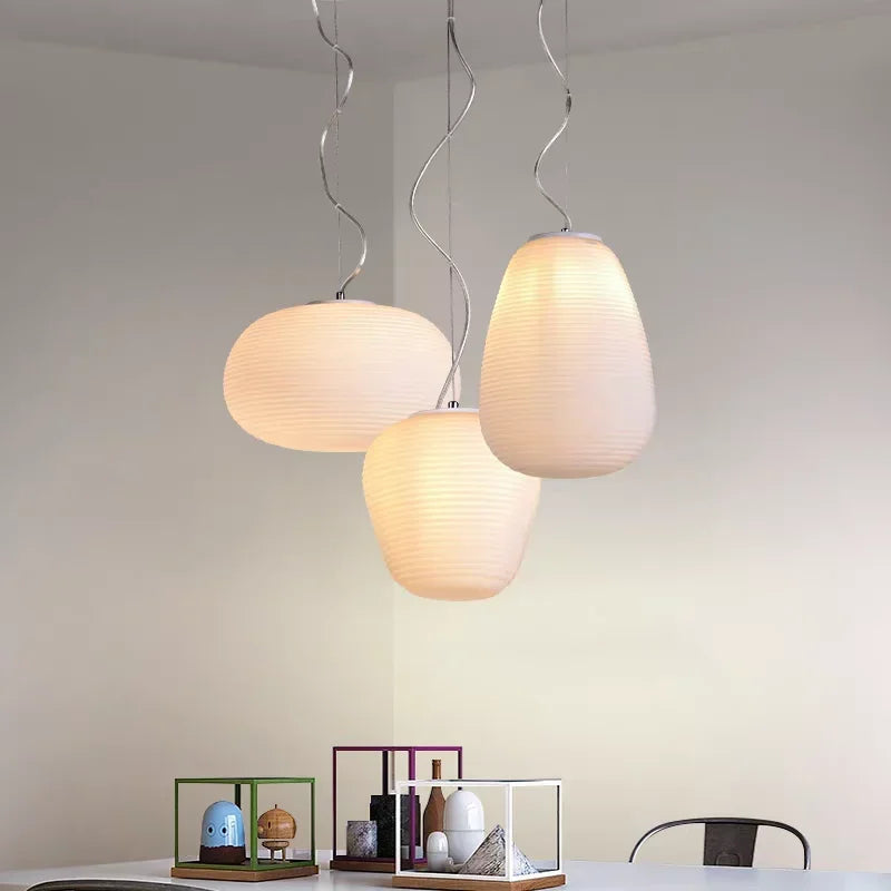 suspension led en verre style japonais moderne pour intérieur élégant - vue 7 sur 14