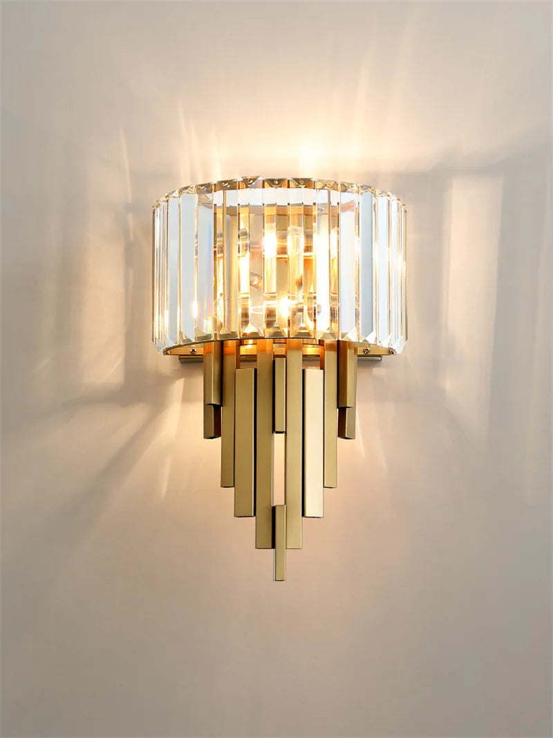 applique murale luxe moderne avec abat-jour cristal brillant - vue 4 sur 8