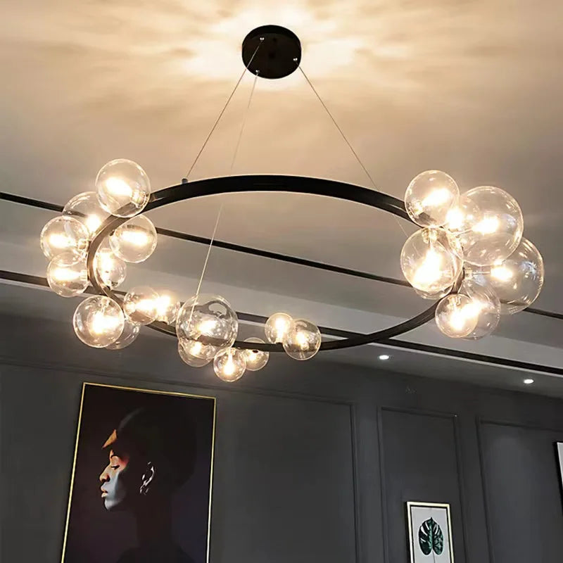 lampes suspendues nordiques en verre et métal réglables - vue 3 sur 18