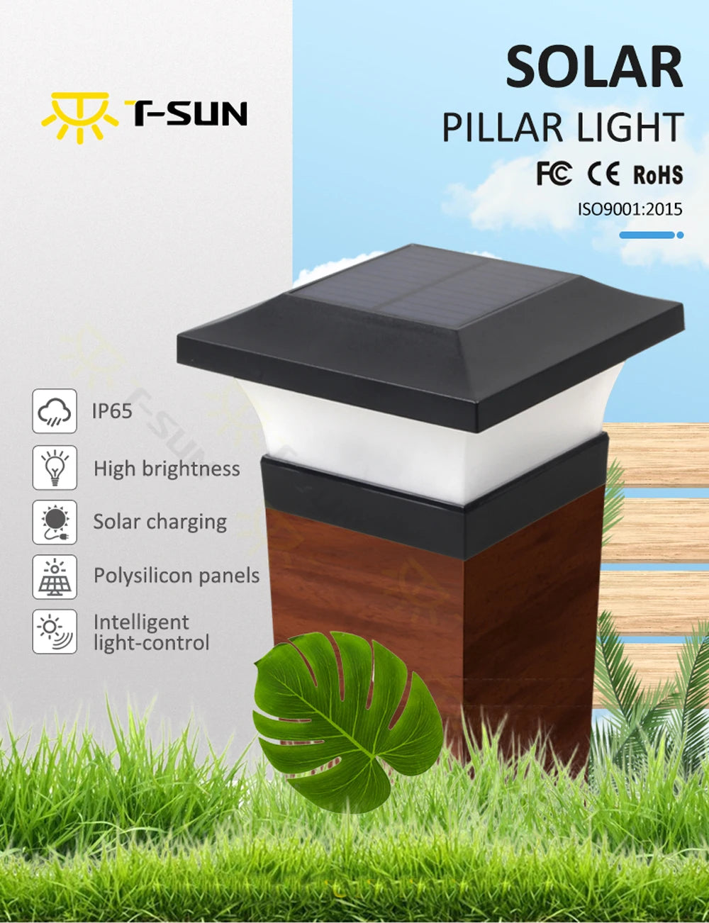 1-4 pièces Lumière Solaire Extérieure LED Post Pont Cap Clôture Paysage Lampe Étanche IP65 Porte de Jardin Lampe À Énergie Solaire Décoration - vue 5 sur 9
