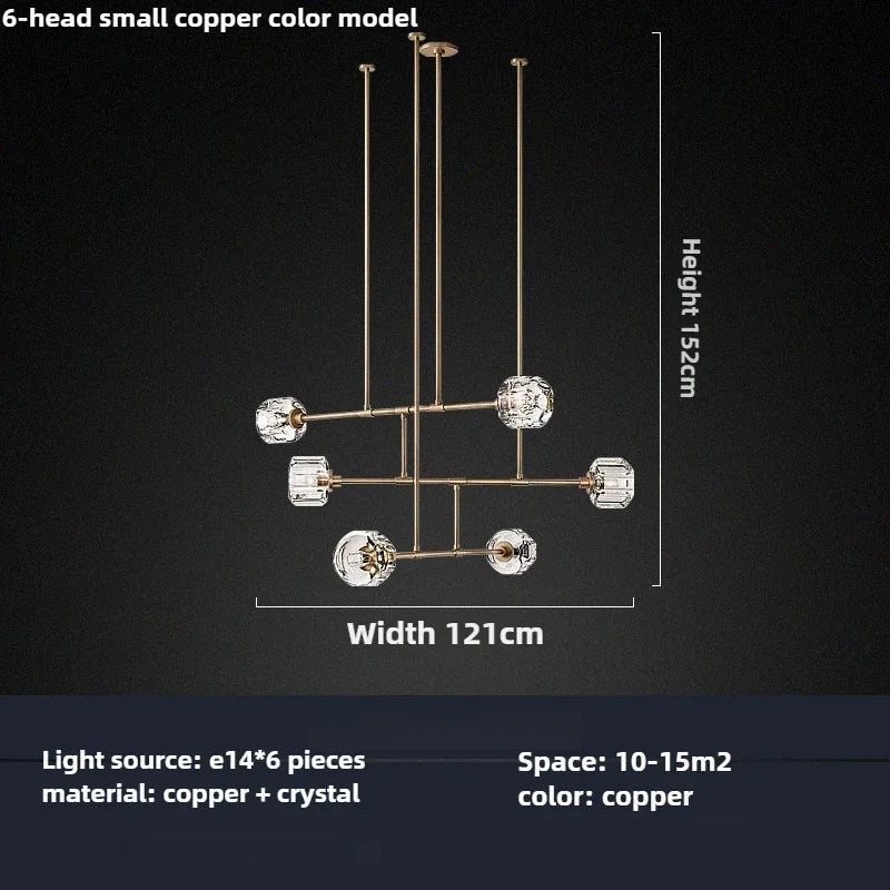 lustre en cristal de style américain en cuivre moderne - vue 9 sur 10