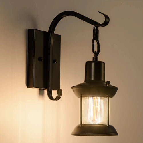 Vintage Wandleuchte aus Metall und Glas im Retro-Industriedesign - vue 2 sur 8