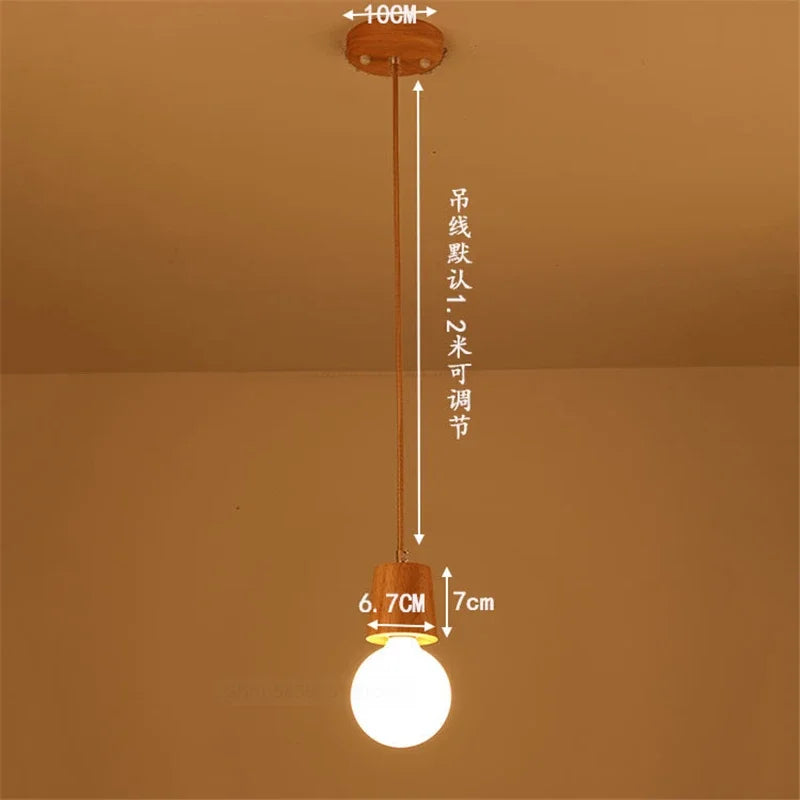 Vintage-Pendelleuchte aus Eichenholz im modernen Design - vue 8 sur 15
