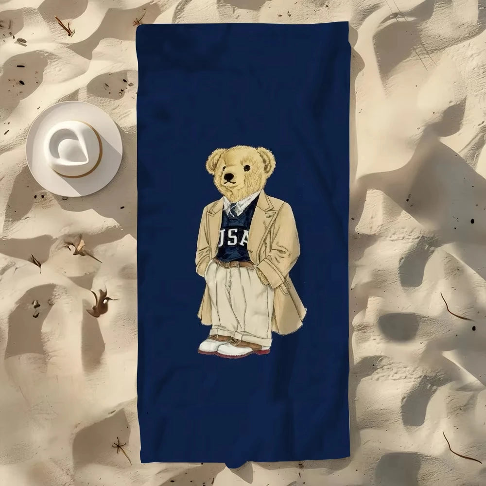 Serviette de plage séchage rapide motif oursons anime - vue 4 sur 5