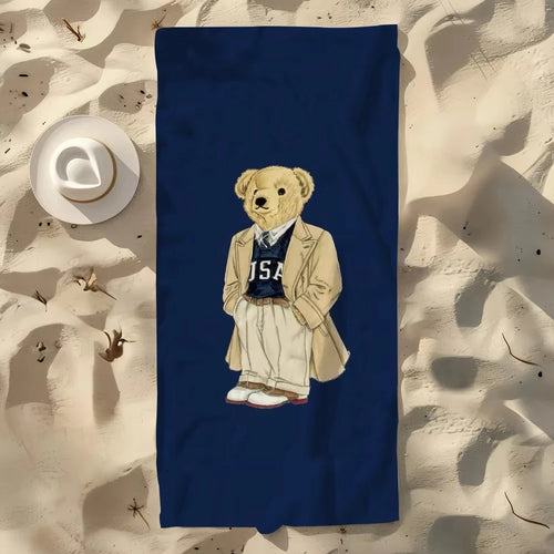 Serviette de plage séchage rapide motif oursons anime - vue 5 sur 5