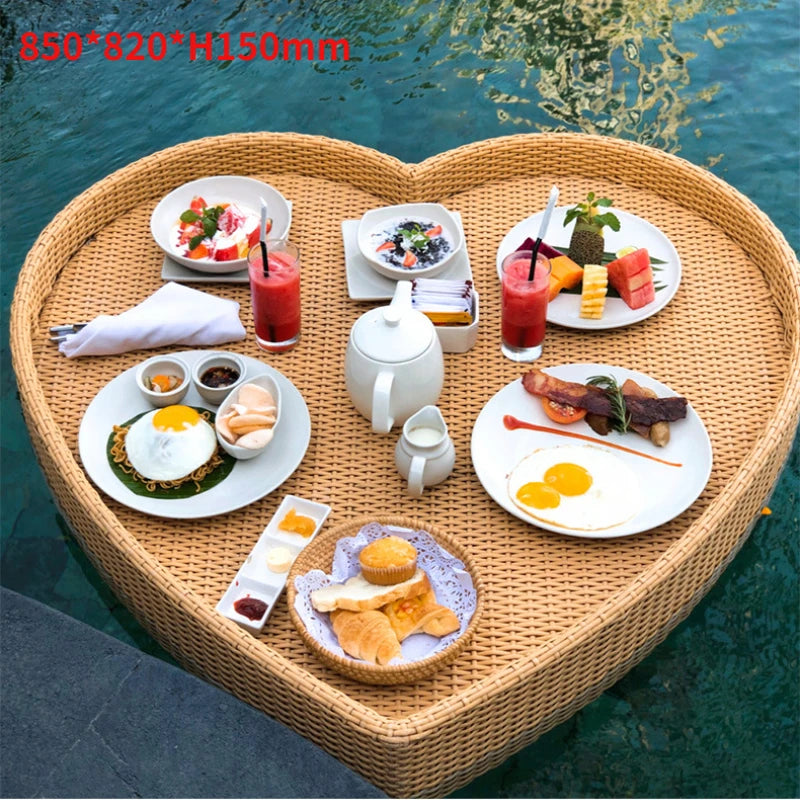 plateau en rotin nordique pour fruits et boissons de piscine - vue 18 sur 22