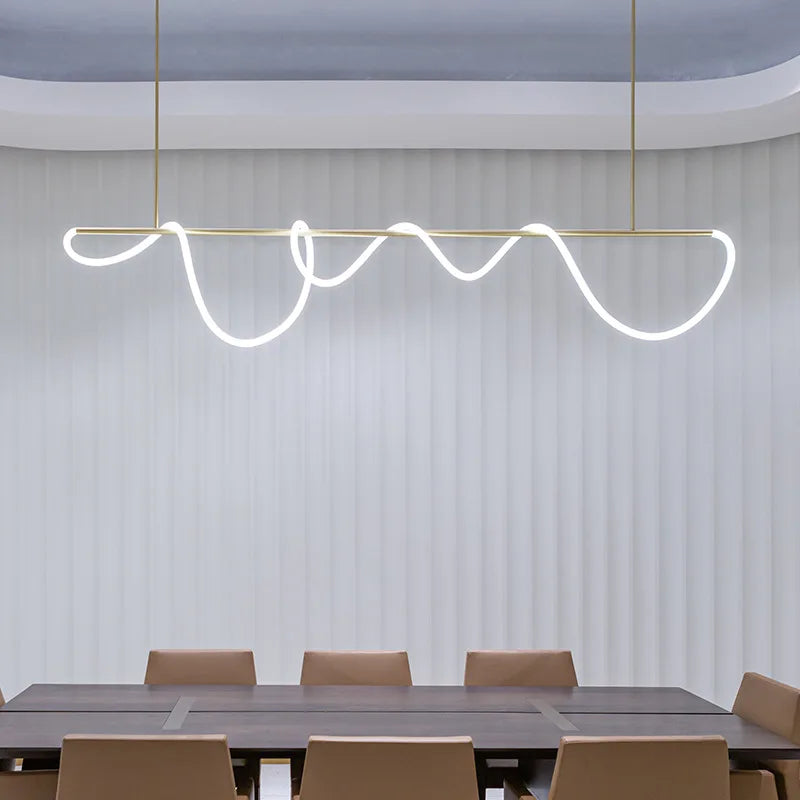 lustre led moderne long tuyau minimaliste pour bar - vue 7 sur 25
