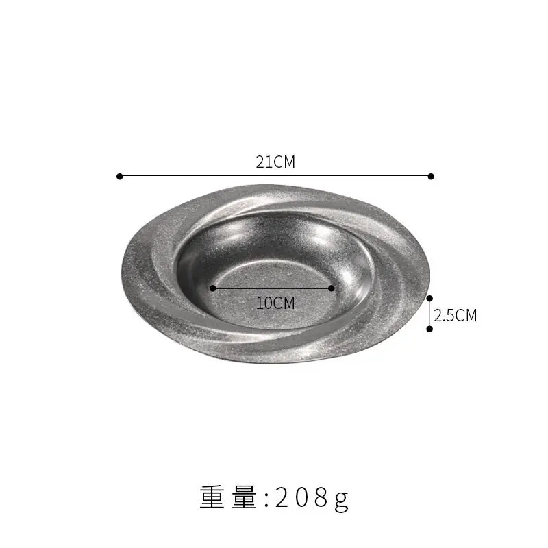 assiette creuse retro inox pour salade pates dessert