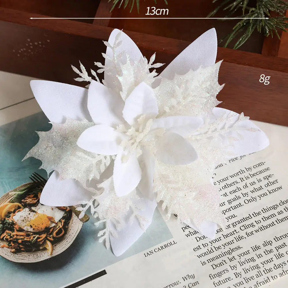 décoration suspendue fleur pailletée pour arbre de noël - vue 14 sur 34