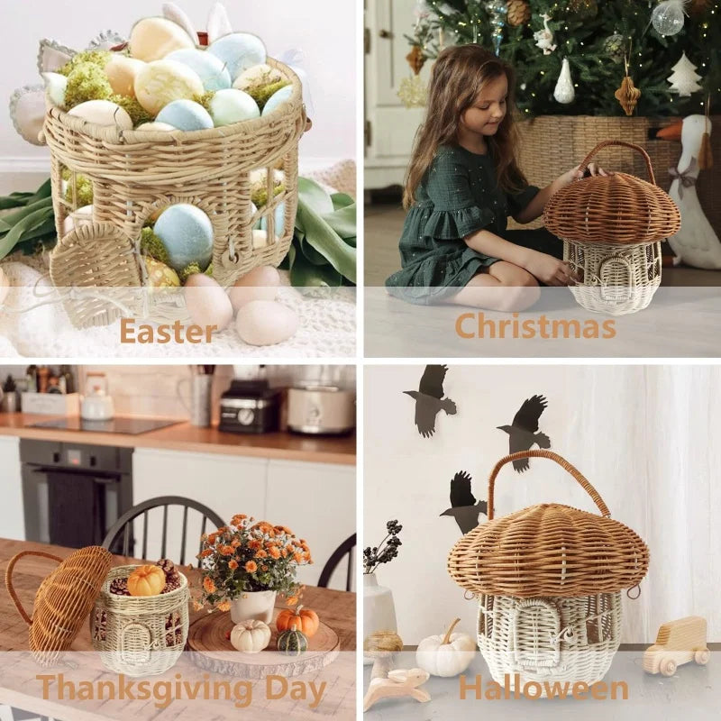 panier en rotin mignon pour pique-nique et décoration enfants - vue 9 sur 9