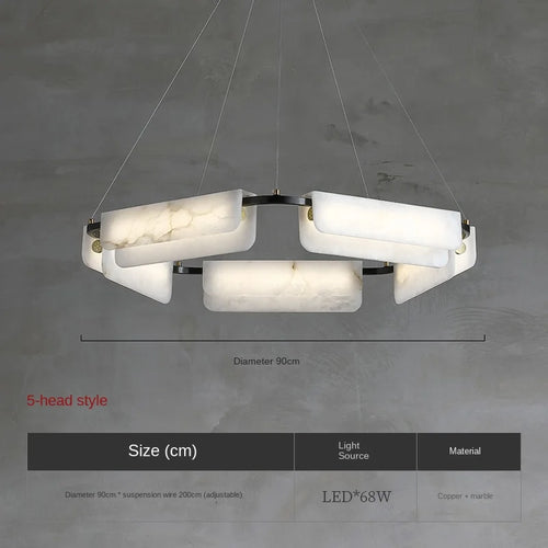 Kronleuchter aus echtem Marmor und Kupfer moderner Design-Leuchte - vue 10 sur 11
