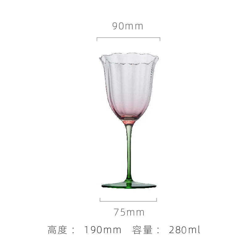 Verre cristal retro motif floral rayures style cocktail