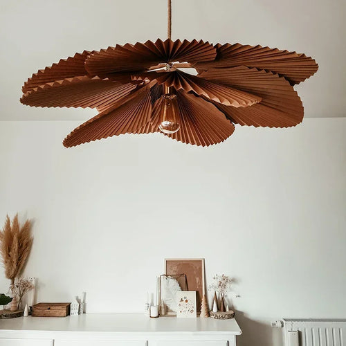 lustre rétro en papier pétale pour décoration intérieure - vue 2 sur 9