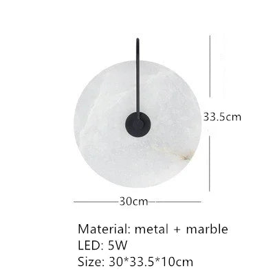 applique murale led dorée en métal et marbre naturel pour éclairage moderne