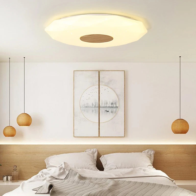 LED-Deckenleuchte aus massivem Holz Stern Diamant minimalistisch - vue 6 sur 9