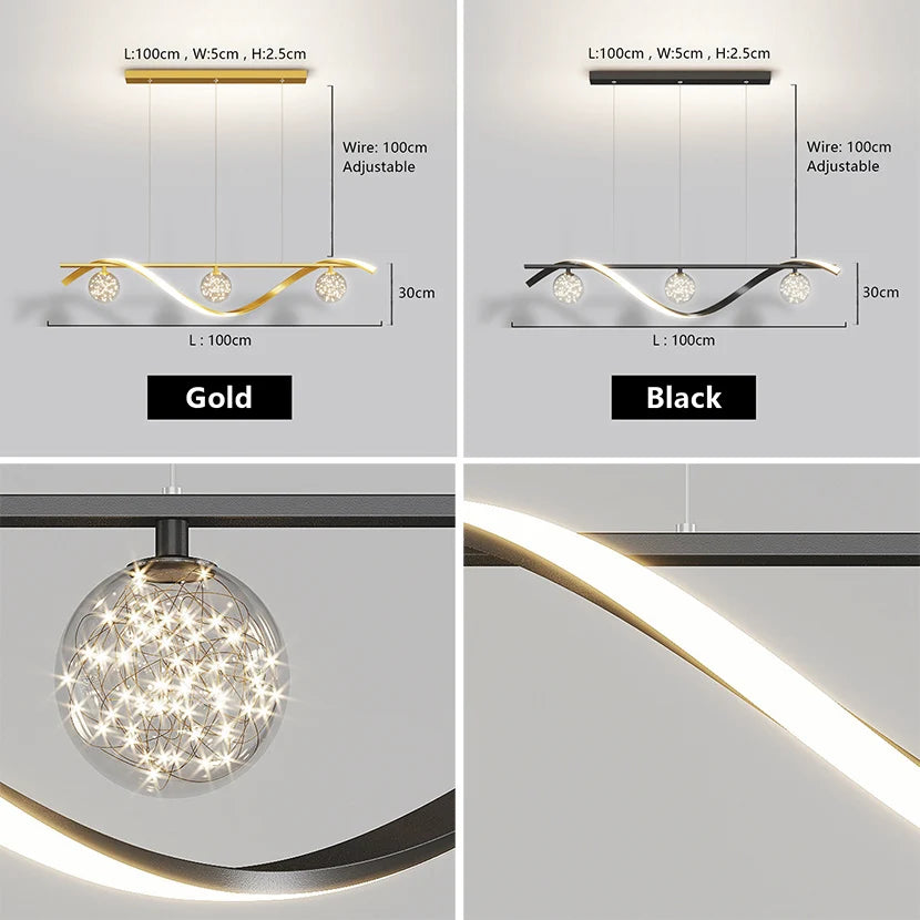 Kronleuchter Sandyha LED Sterne aus klarem Glas als Pendelleuchte - vue 6 sur 8