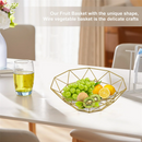 Metal Wire Fruit Basket Fruit Bowl, Large Round Bread Storage Bowl Stand