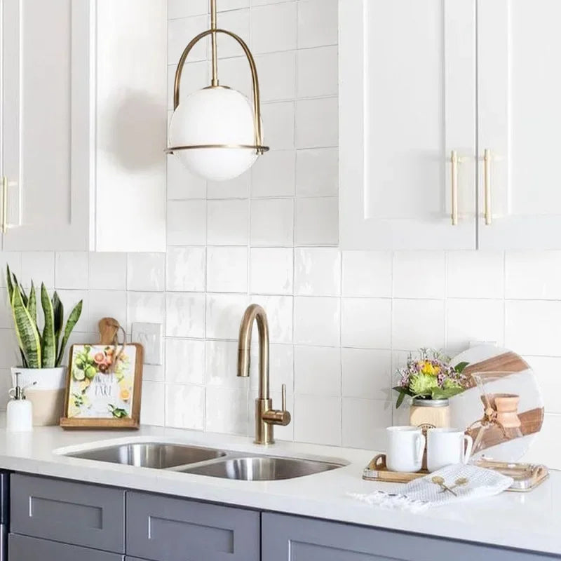 Nordic Globe Pendant Lamp Glass Ball Ceiling Suspension Hanging Light for Kitchen Island Dining Room - vue 2 sur 6