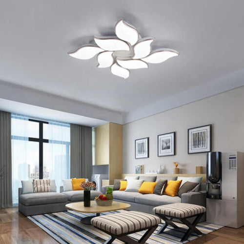 lustre décoratif moderne avec télécommande et motif floral - vue 4 sur 6
