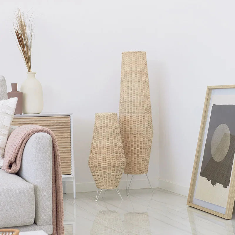 Lampadaire rotin naturel minimaliste - vue 4 sur 8