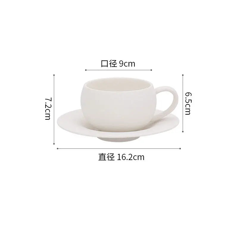 Tasse café rétro motif pierre brûlée soucoupe céramique