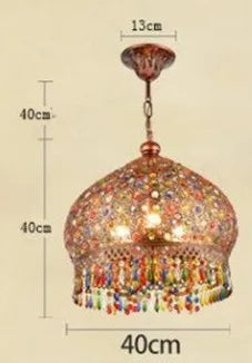 Türkischer Kronleuchter Vintage Boho-Stil Buntes Glas Romantisch für Café oder Restaurant - vue 11 sur 10