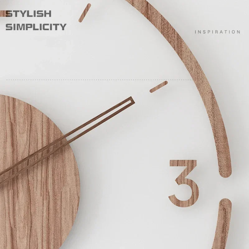 horloge murale en bois massif design silencieuse pour décoration intérieure - vue 3 sur 8