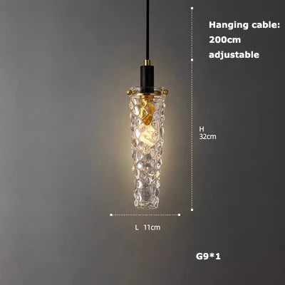 suspension en verre cristal art déco avec éclairage led - vue 24 sur 25