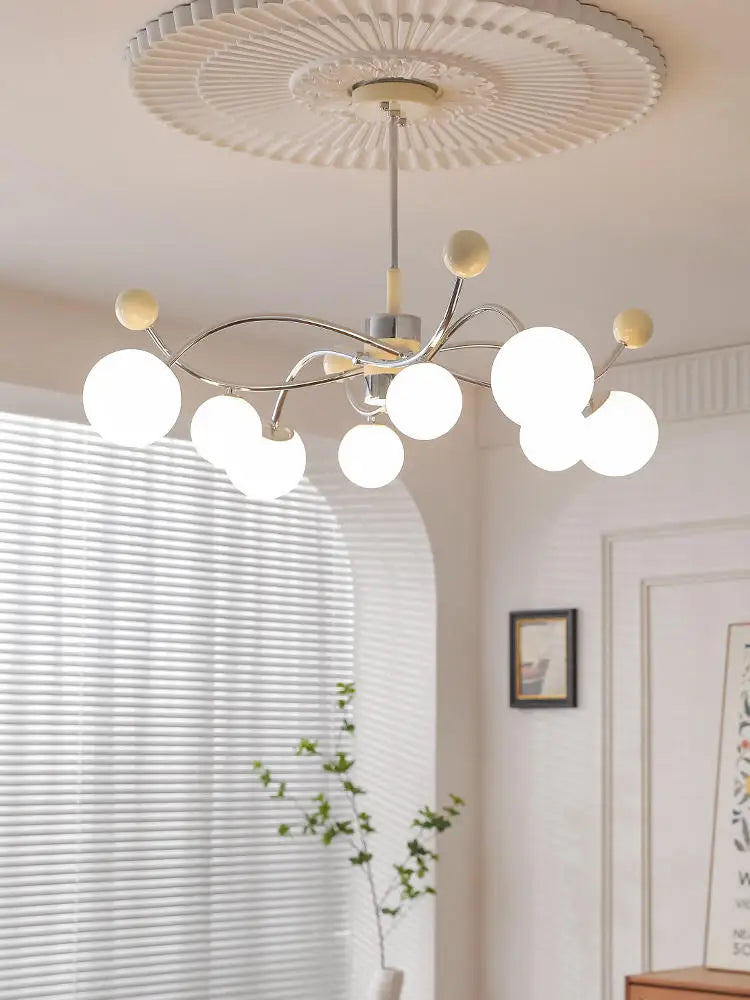 LED-Kronleuchter aus Glas und Eisen für stilvolle Inneneinrichtung - vue 5 sur 9