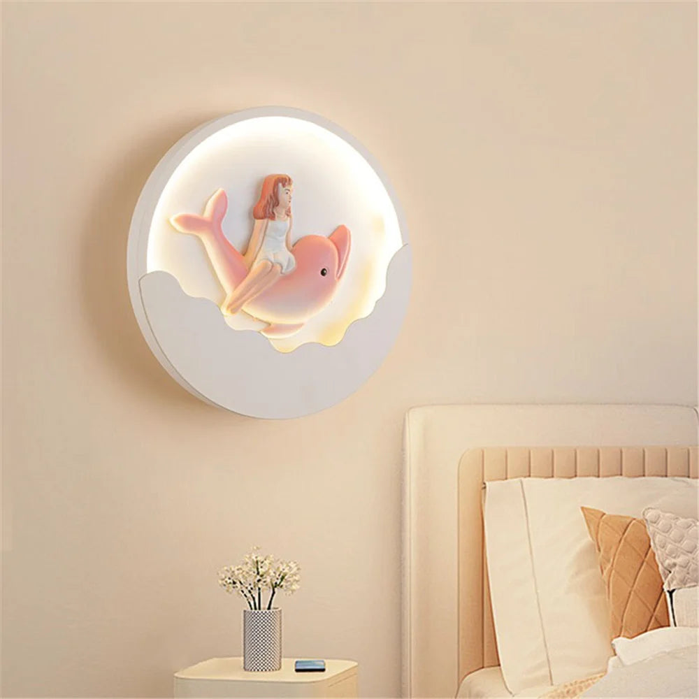 applique murale ronde led ours et lapin pour enfants - vue 5 sur 10