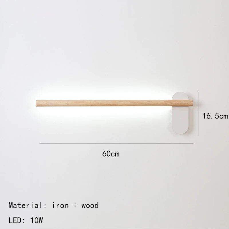 Nordische dimmbare Wandleuchte aus Holz und Metall minimalistisch