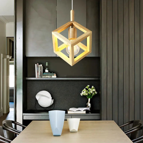 suspension moderne en bois massif pour éclairage intérieur