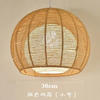 Moderne nordische LED-Pendelleuchte aus Eisen und Hanfseil - vue 13 sur 14