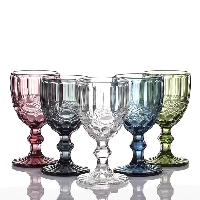 Verre a vin relief style europeen epais retro