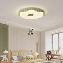 Nordic Kids Bedroom Pendant Lamps Pink Green Yellow Blue Rabbit Panda Bear Astronaut Children's Room Ceiling Light Round Shape