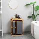 HOMCOM bamboo laundry hamper 3 removable fabric bags 50x32x69,7 cm