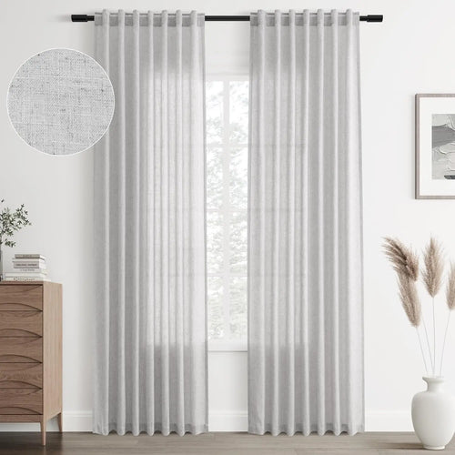 Voilage effet lin extra long fenêtres plafond haut