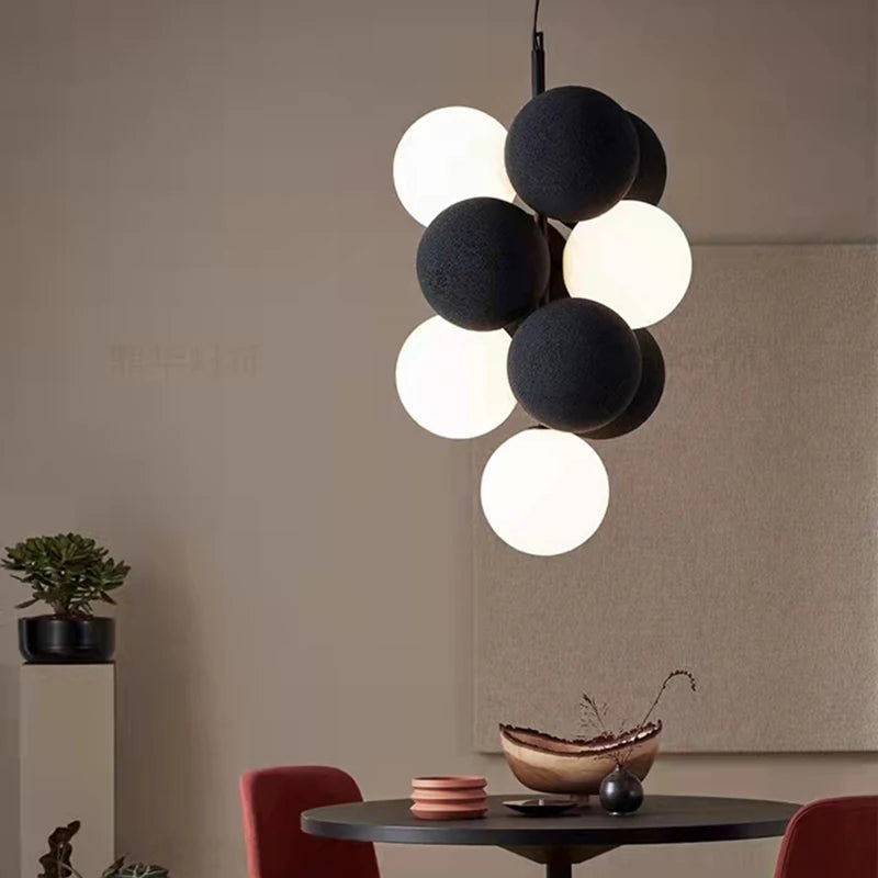 lampe suspendue avec cordon réglable en pvc et ampoule en verre - vue 2 sur 10