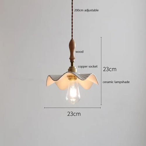 Design-Pendelleuchte LED Schmetterling Keramik und Holz - vue 15 sur 30