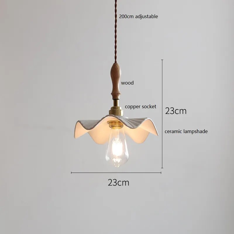 Design-Pendelleuchte LED Schmetterling Keramik und Holz - vue 14 sur 30