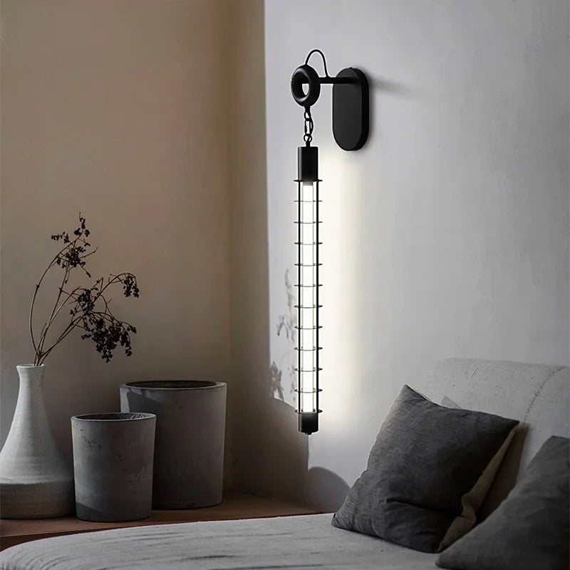 Applique murale led vintage industriel en fer avec chaîne créative - vue 3 sur 8