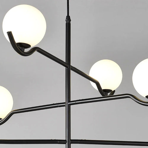 Moderner Design-Kronleuchter aus Glas mit Metallstruktur - vue 6 sur 9