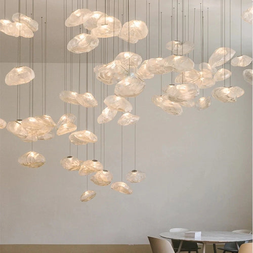 lustre moderne 	 en verre pour restaurant et magasin de vêtements