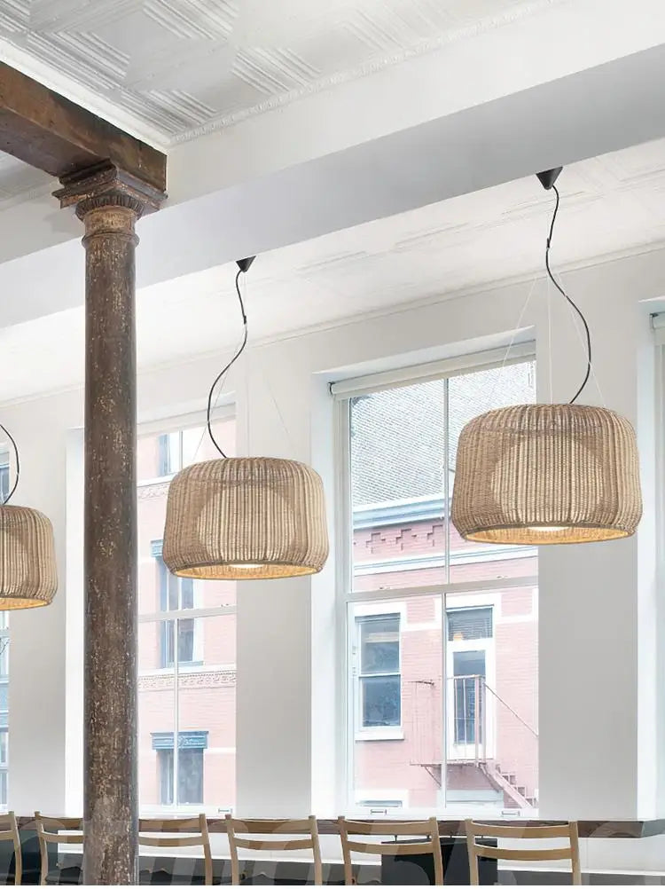 plafonnier wabi sabi en rotin pour décoration moderne et élégante - vue 7 sur 12