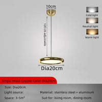 lustre en aluminium led design plaqué circulaire