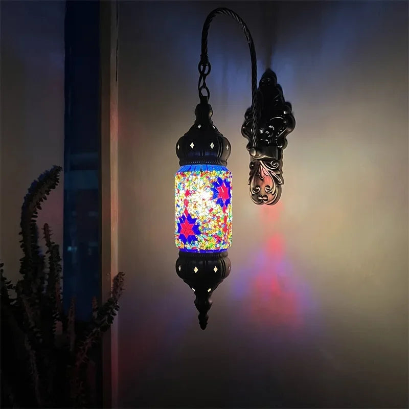 Mediterrane Wandleuchten im Boho-Retro-Mosaikstil mit LED - vue 9 sur 11