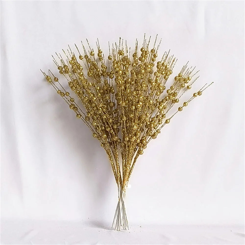 décoration festive du nouvel an 2024 avec baies et fleurs scintillantes - vue 5 sur 15