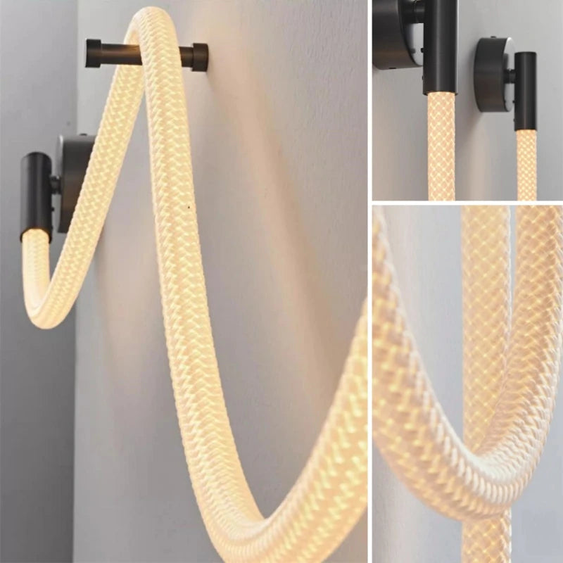 applique murale led minimaliste en silicone et fibre tissée